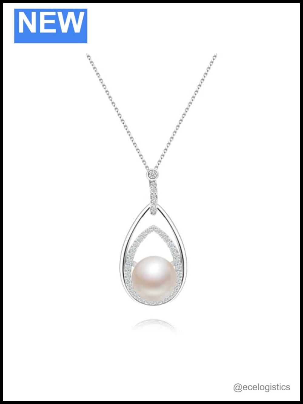 Genuine Pearl Pendant Necklace 925 Sterling Silver 18K Gold Plated Adjustable